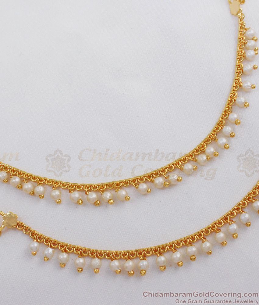 Single Layer Gold Maatal Design With White Pearls Hair Chain Buy Online MATT74