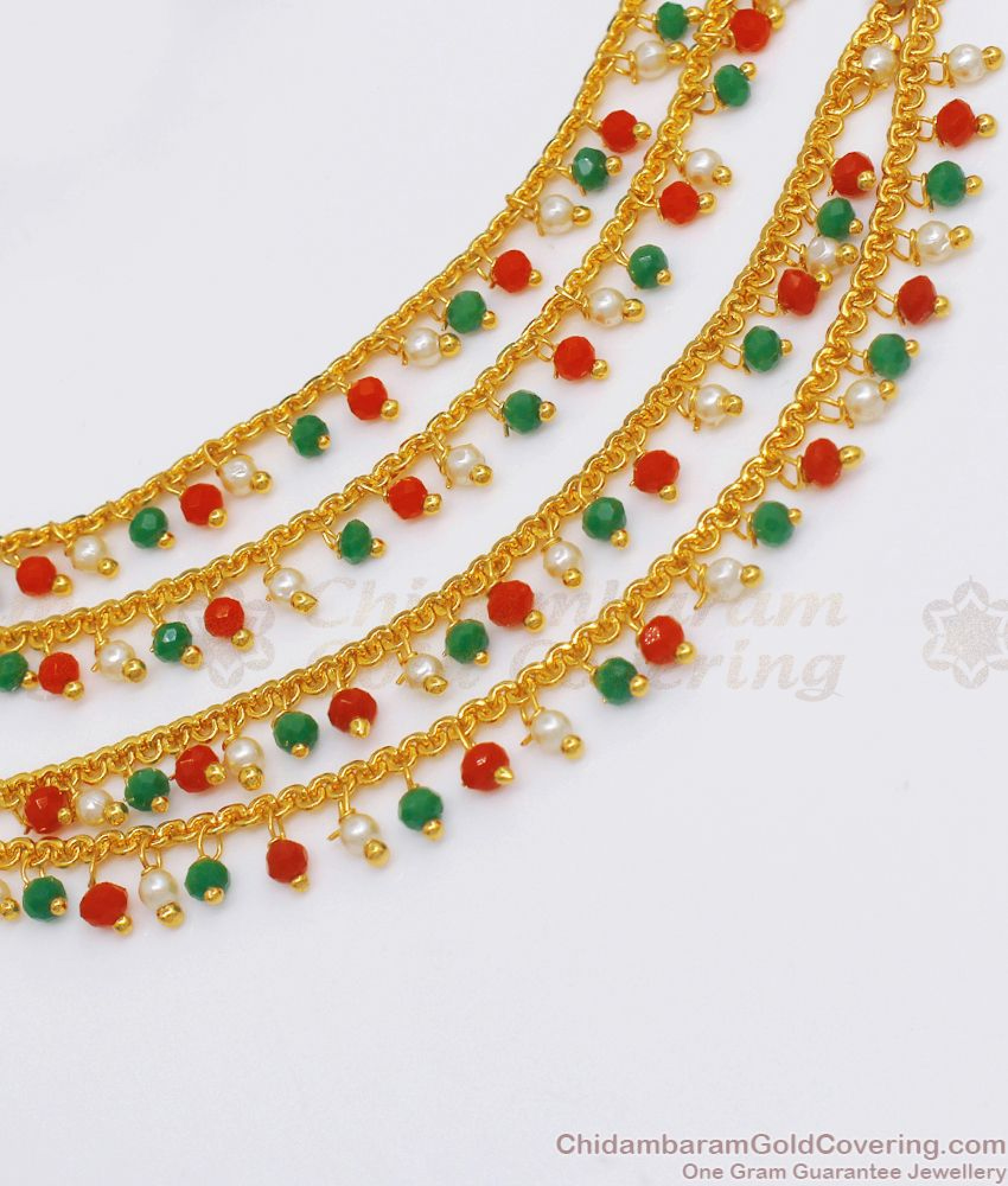 Double Line Gold Matilu Design With Multi Color Beads Hair Chain Buy ...