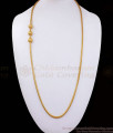 30 inches Long Pure Gold Plated Mugappu Side Pendant Semi Polished Ball Design MCH1023-LG