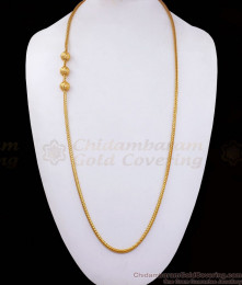 30 inches Long Pure Gold Plated Mugappu Side Pendant Semi Polished Ball Design MCH1023-LG 30 inches Long Pure Gold Plated Mugappu Side Pendant Semi Polished Ball Design MCH1023-LG
