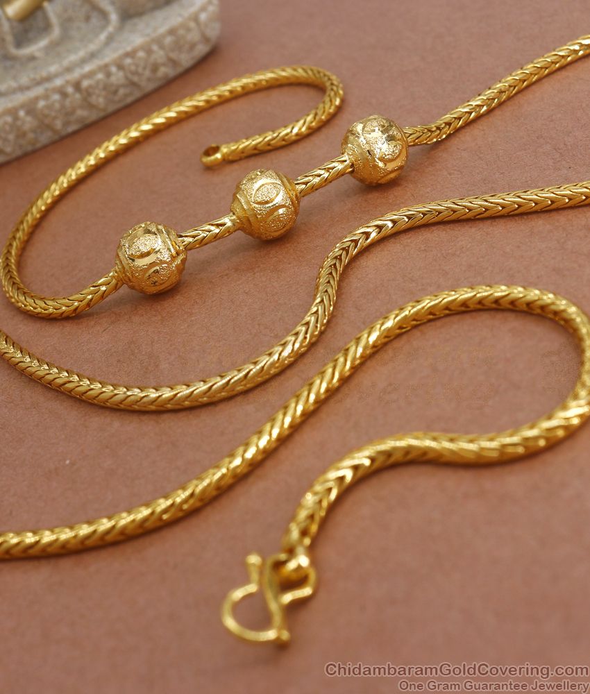 One Gram Gold Mugappu Chain Ball Side Pendant Daily Wear MCH1022