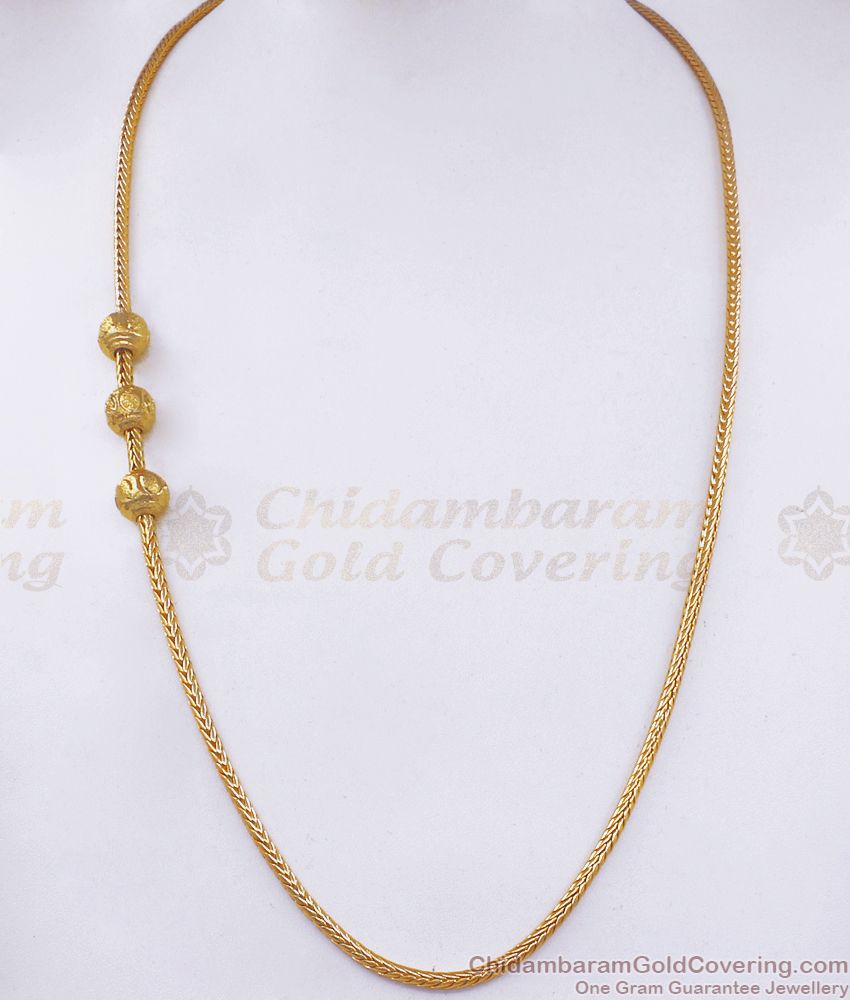One Gram Gold Mugappu Chain Ball Side Pendant Daily Wear MCH1022