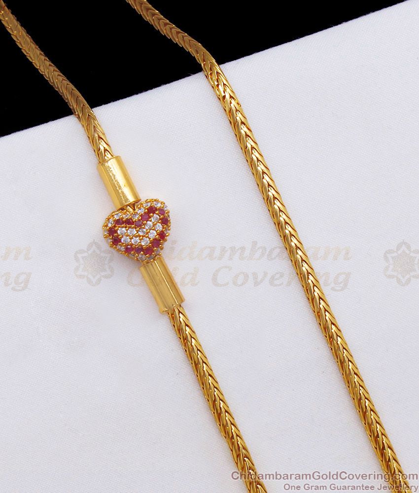 Trendy Heart Shaped Gold Imitation Mugappu Ruby White Stone MCH1029