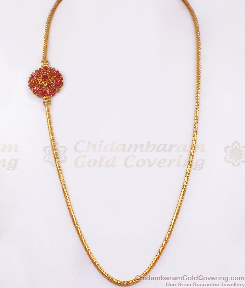 Ruby Stone Gold Plated Moppu Chain For Women MCH1035