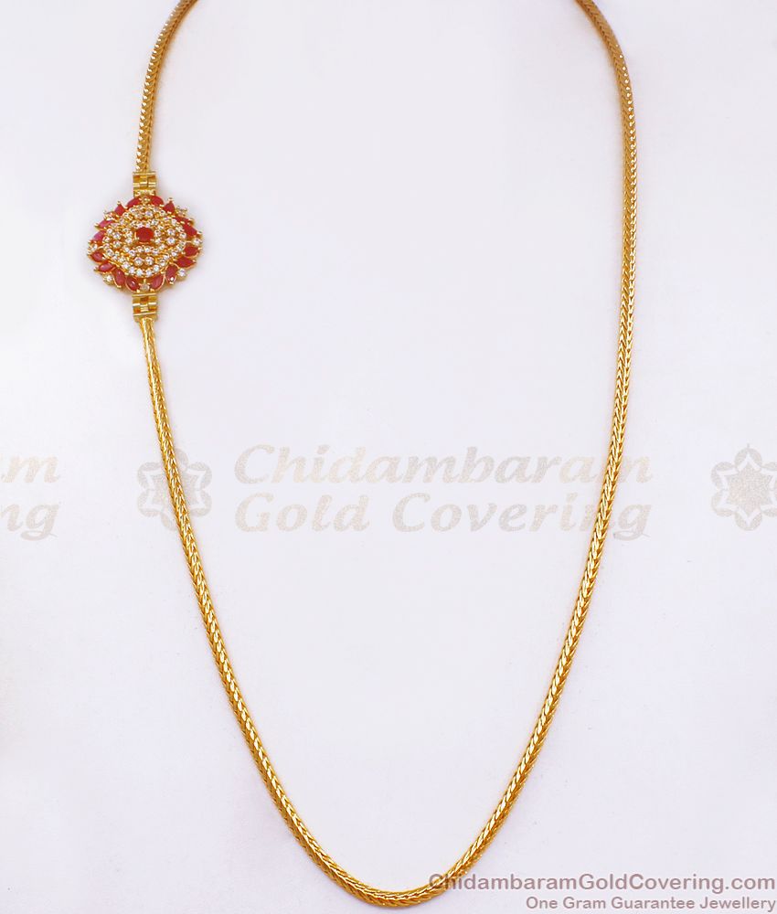 Latest Gold Plated Mugappu Ruby White Stone Collection MCH1036