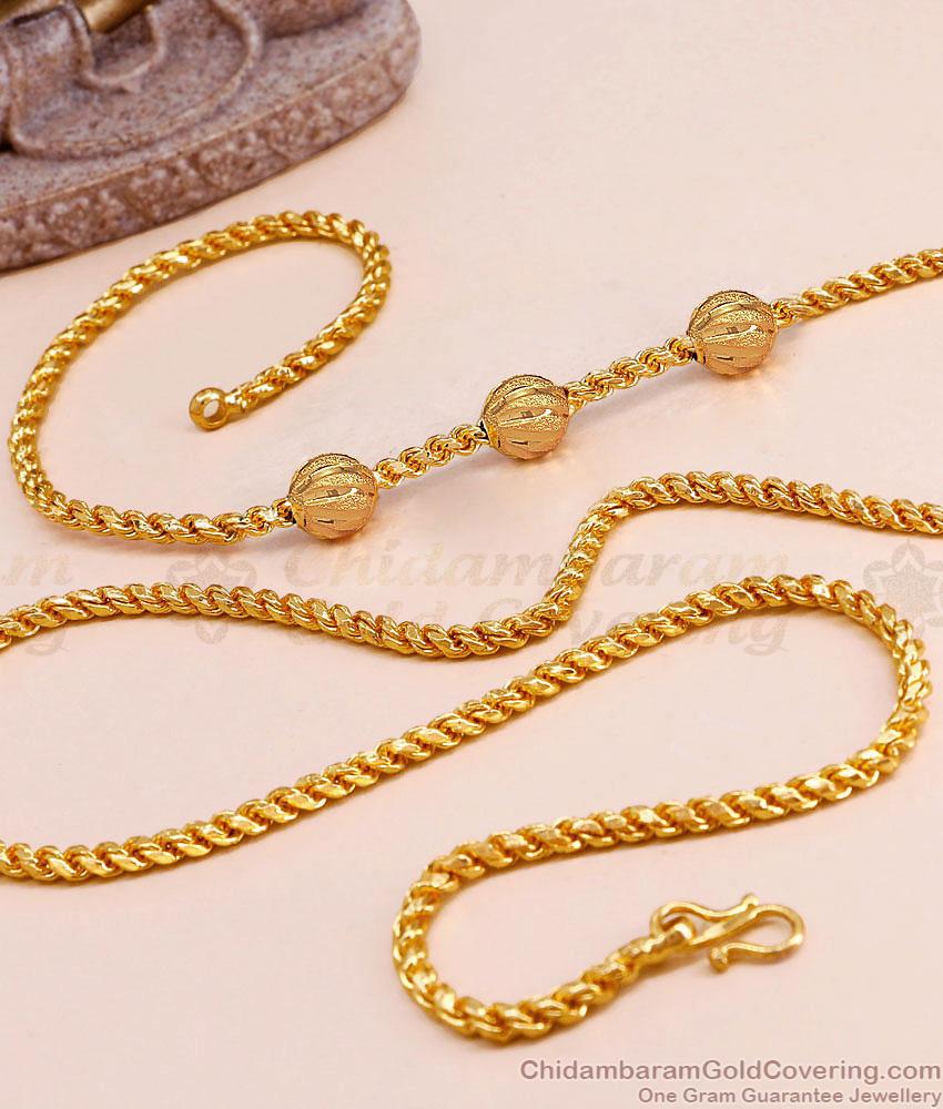 30 Inch Long Gold Imitation Mugappu Triple Ball Design Shop Online MCH1053-Lg