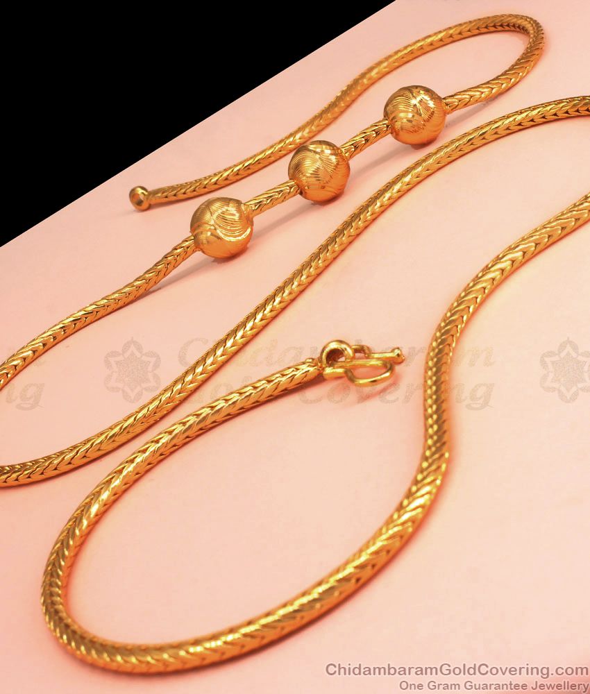 One Gram Gold Mugappu Side Pendant Chain Daily Wear MCH1054