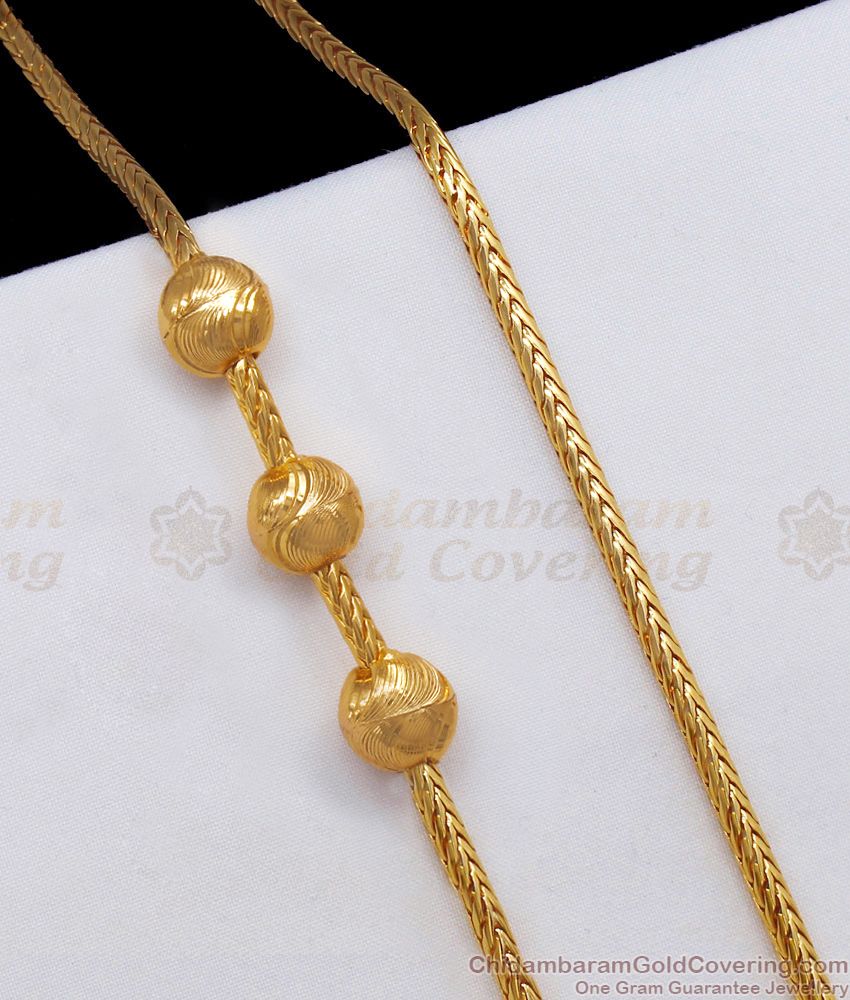 One Gram Gold Mugappu Side Pendant Chain Daily Wear MCH1054