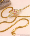 Ruby White Stone Gold Imitation Mugappu  With Peacock Design MCH1056