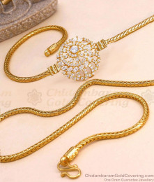 1 Gram Gold Side Pendant Chain Full White Stone Jewelry MCH1057