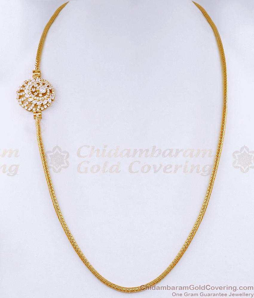 1 Gram Gold Side Pendant Chain Full White Stone Jewelry MCH1057