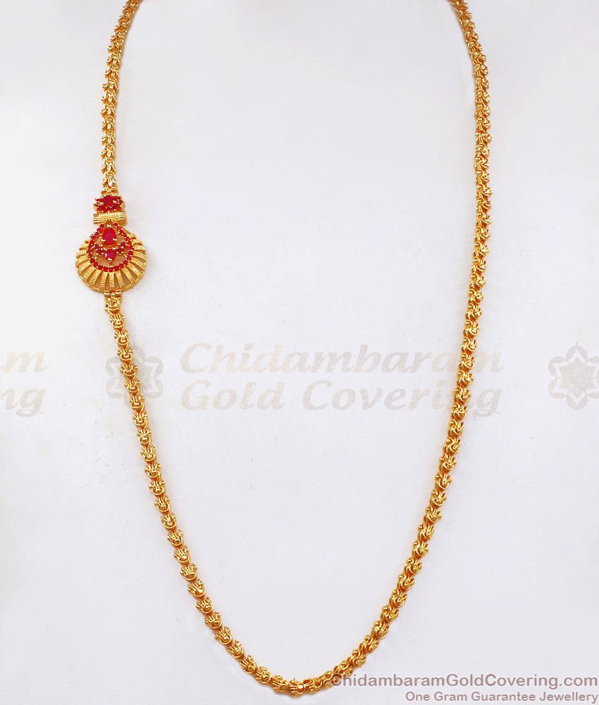 Attractive Ruby Gold Plated Mugappu With Dhasavatharam Chain MCH1069