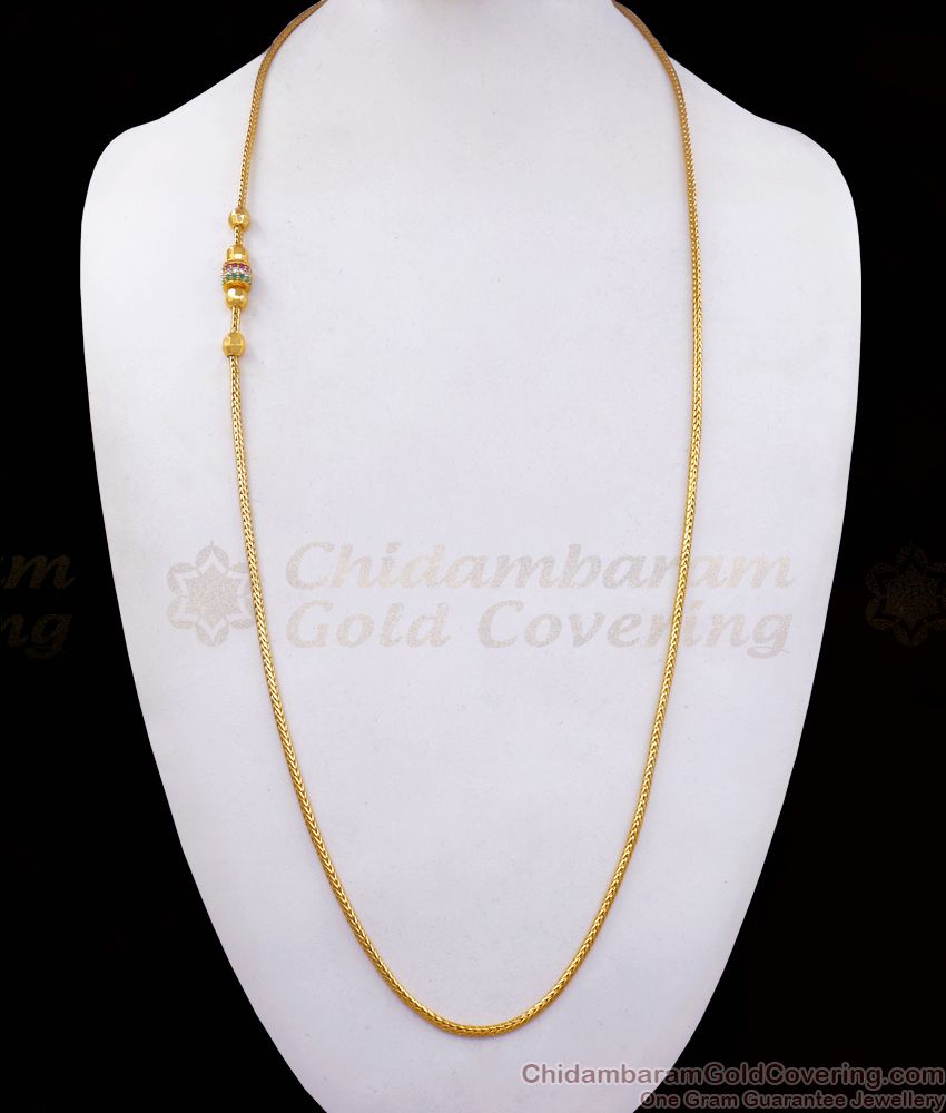 Slim Ball Pattern Multi Stone Gold Mugappu Chain Shop Online MCH1097