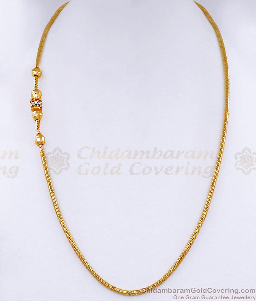 Slim Ball Pattern Multi Stone Gold Mugappu Chain Shop Online MCH1097