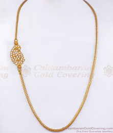 Impon White Gati Stone Peacock Pendant Mugappu Chain Thali Kodi MCH1118 Impon White Gati Stone Peacock Pendant Mugappu Chain Thali Kodi MCH1118