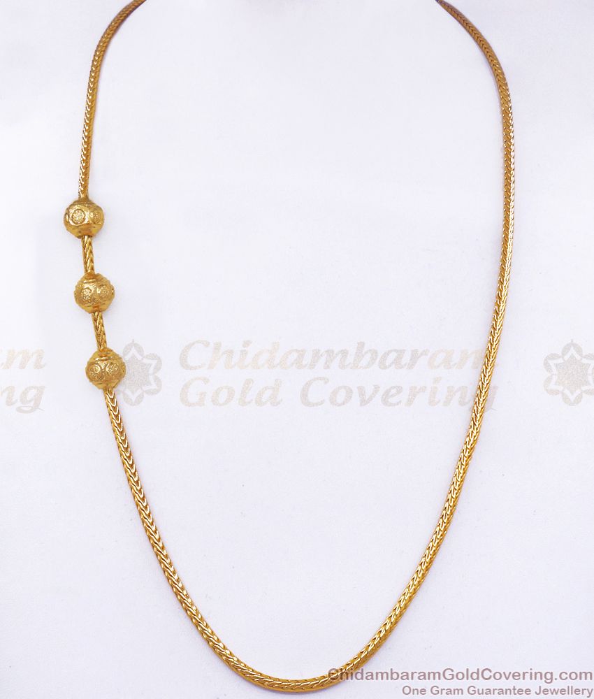 Latest Thin Gold Plated Mugappu Chain 3 Ball Design MCH1125