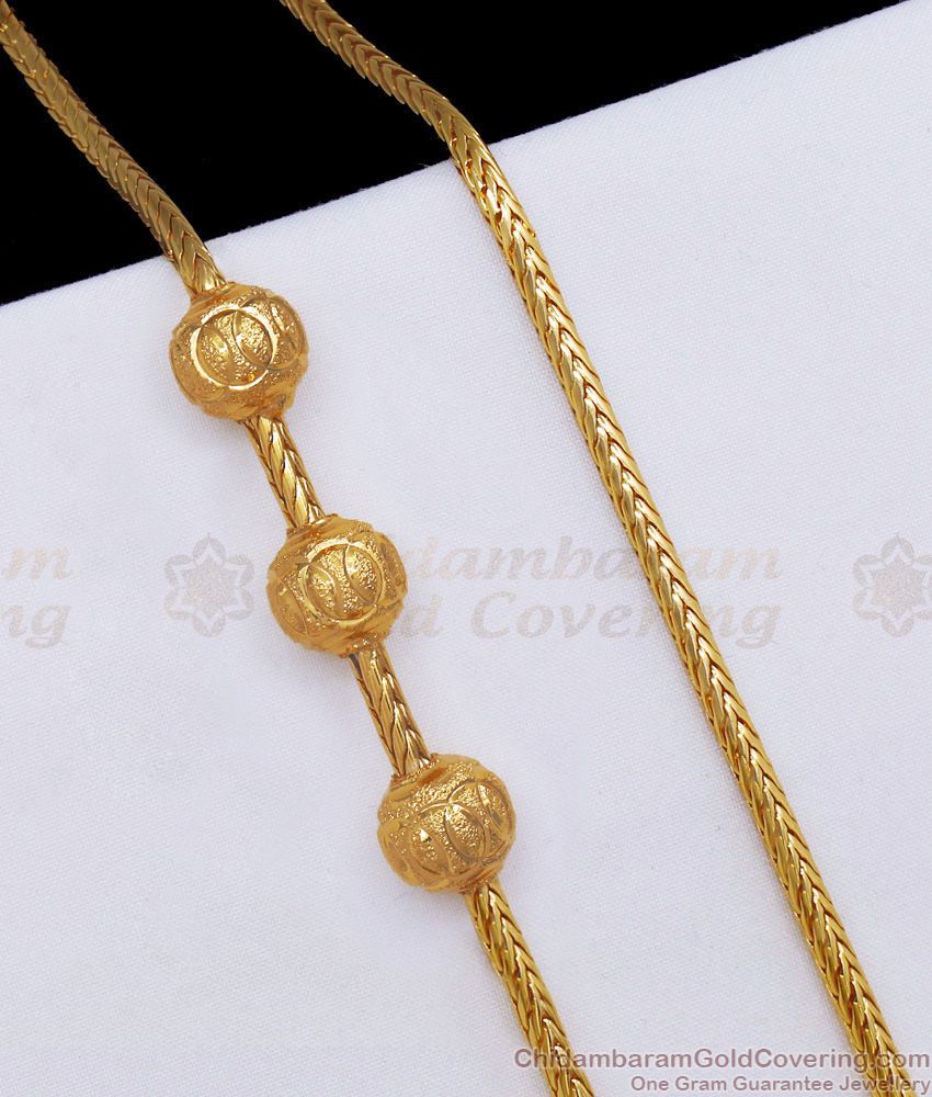 Traditional Gold Plated Mugappu Three Ball Side Pendant Design MCH1127