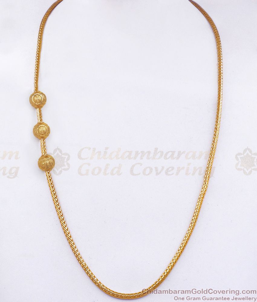 Traditional Gold Plated Mugappu Three Ball Side Pendant Design MCH1127