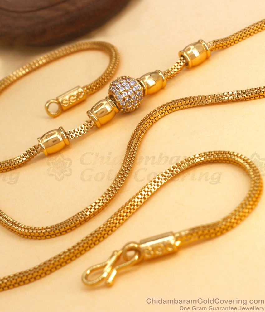 Stylish Diamond Stone Gold Mugappu Chain For Married Womens MCH1129