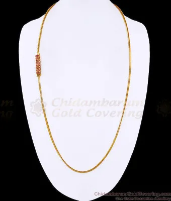 36 Inches Extra Long Ad Ruby Stone Spiral Design Gold Mugappu Shop Online MCH1132-XLG