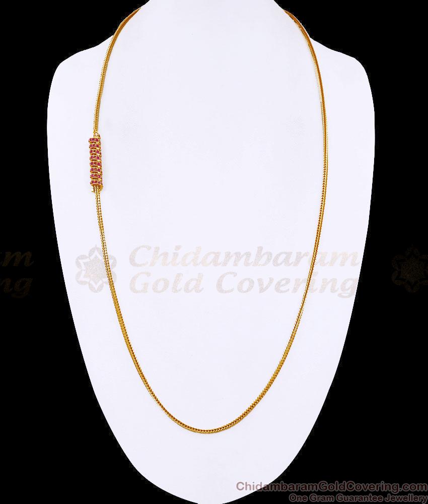 36 Inches Extra Long Ad Ruby Stone Spiral Design Gold Mugappu Shop Online MCH1132-XLG
