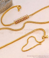 36 Inches Very Long Gorgeous Spiral Gold Plated Mugappu Ruby White Stone MCH1133-XLG