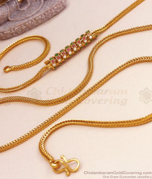 1 Gram Gold Mugappu Multi Stone Spiral Design MCH1134 1 Gram Gold Mugappu Multi Stone Spiral Design MCH1134