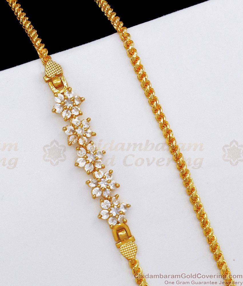 5 Layer White Flower Gold Mugappu Chain Side Pendant For Women MCH1138