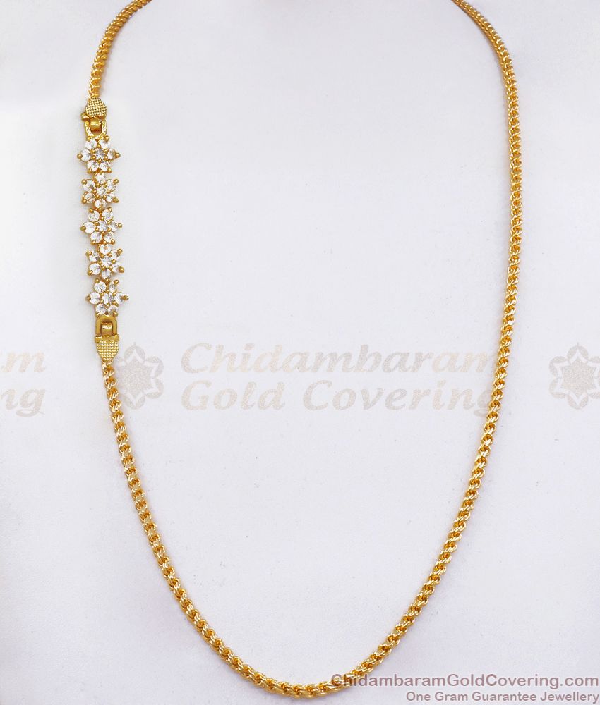 5 Layer White Flower Gold Mugappu Chain Side Pendant For Women MCH1138