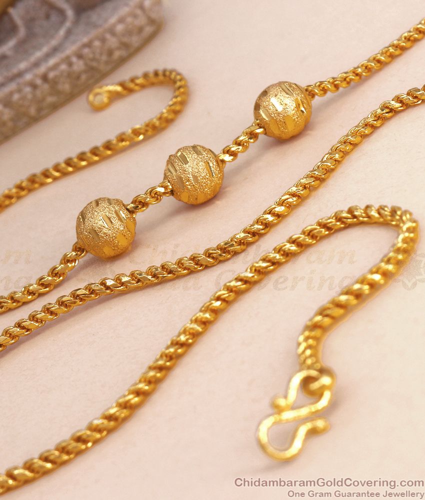 Gold Plated Daily Wear Mugappu Chain Plain Ball Design MCH1148