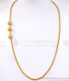 Gold Plated Daily Wear Mugappu Chain Plain Ball Design MCH1148 Gold Plated Daily Wear Mugappu Chain Plain Ball Design MCH1148