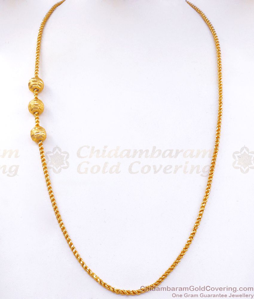 Gold Plated Daily Wear Mugappu Chain Plain Ball Design MCH1148