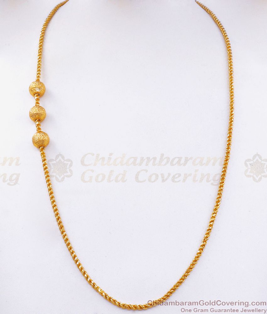 Traditional Plain Side Pendant Gold Mugappu Chain Shop Online MCH1149