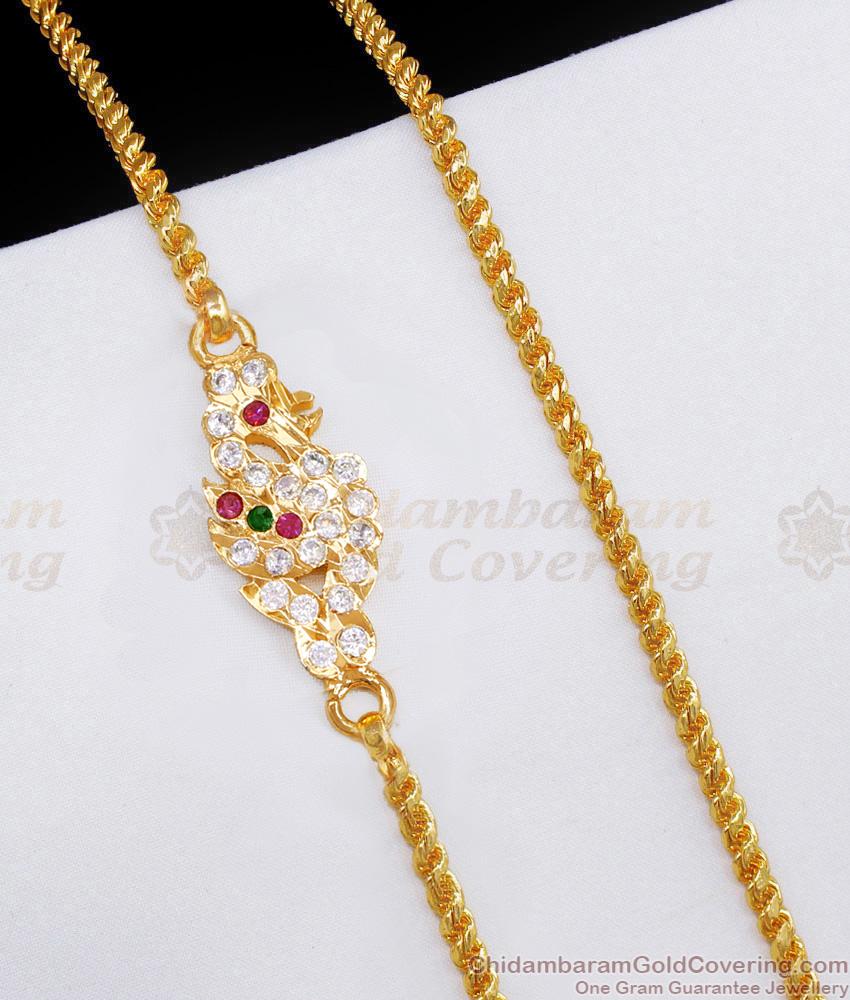 Traditional Peacock Design Impon Stone Mugappu Chain Shop Online MCH1158