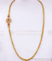 Glittering AD White Ruby Stone Floral Gold Mugappu Chain MCH1166