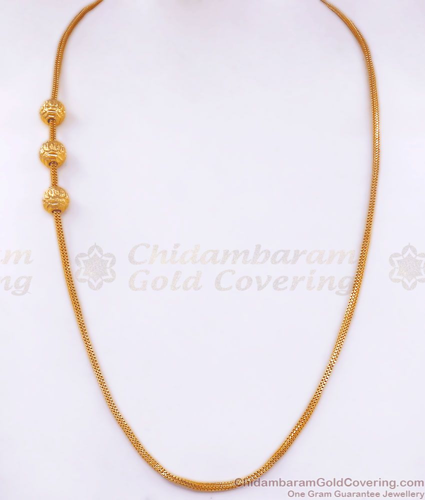 One Gram Gold Plain Mugappu Chain Ball Design MCH1176