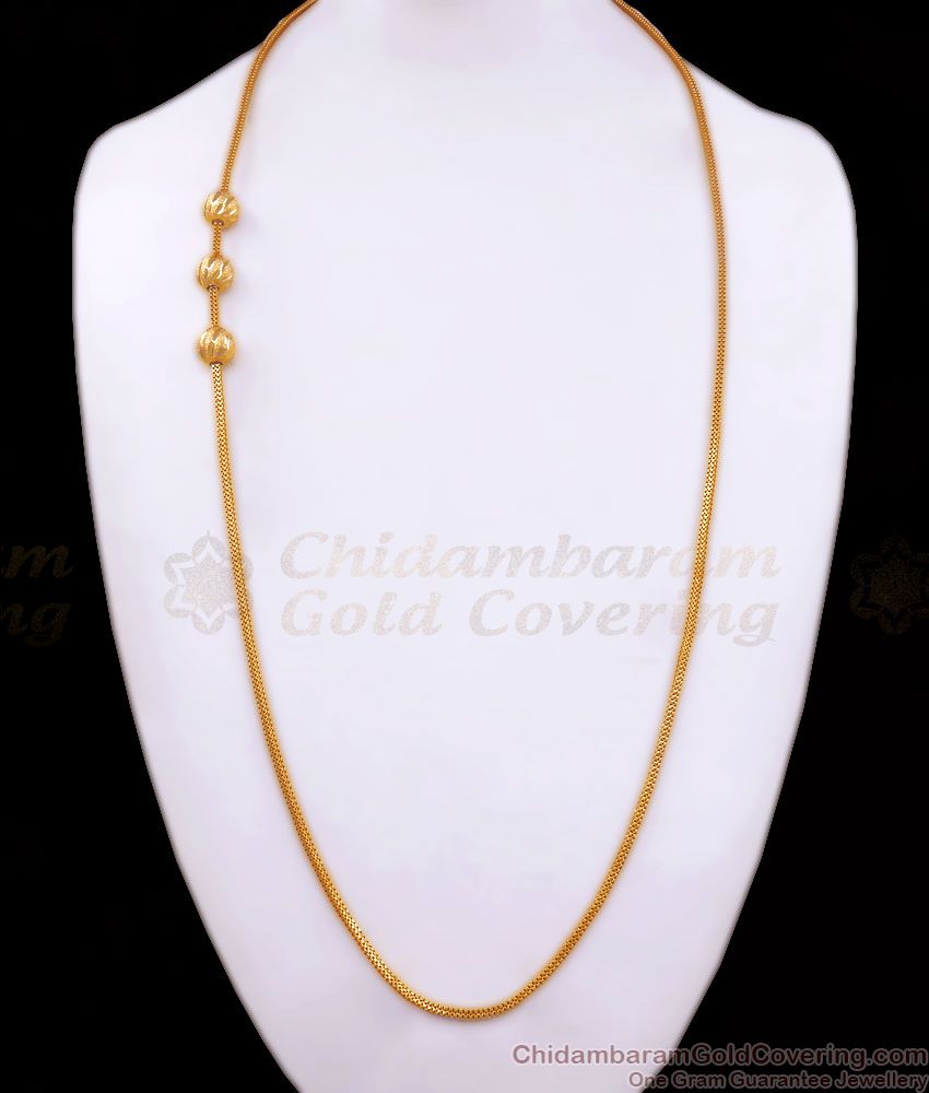 30 Inches Long Three Ball Plain Gold Plated Mugappu Shop Online MCH1181-LG