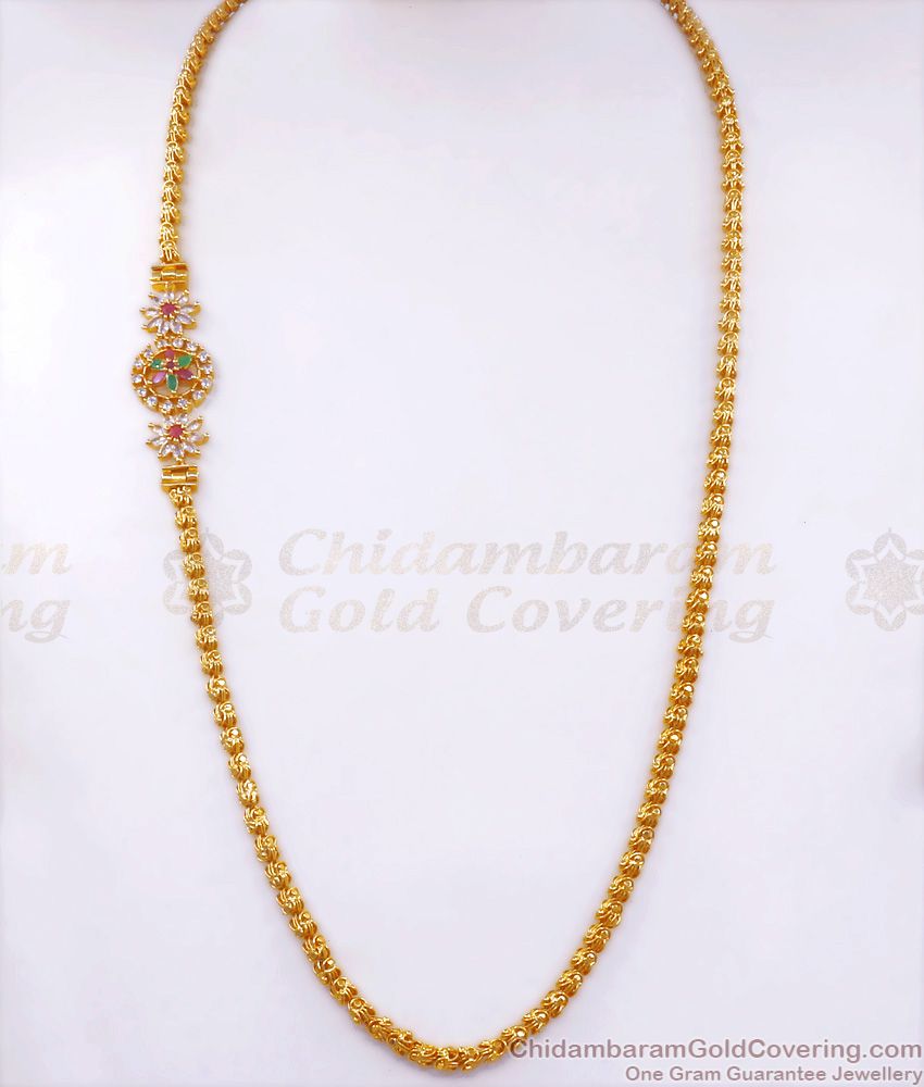 Traditional Multi Stone Gold Plated Mugappu Dasavatharam Chain MCH1187