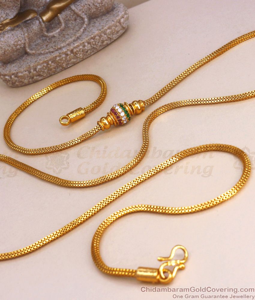 30 Inches Long Gold Mugappu Side Pendant Chain Shop Online MCH1191-LG