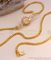 Stylish 1 Gram Gold Mugappu Peacock Design White Ruby Stone Collections MCH1198