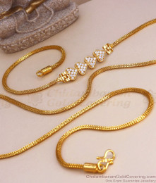 Multi Hearts White Stones Gold Imitation Side Pendant Mugappu Chain Shop Online MCH1203 Multi Hearts White Stones Gold Imitation Side Pendant Mugappu Chain Shop Online MCH1203