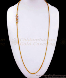 30 Inch Long One Gram Gold Side Pendant Chain Floral Stone Mugappu Collections MCH1204 30 Inch Long One Gram Gold Side Pendant Chain Floral Stone Mugappu Collections MCH1204