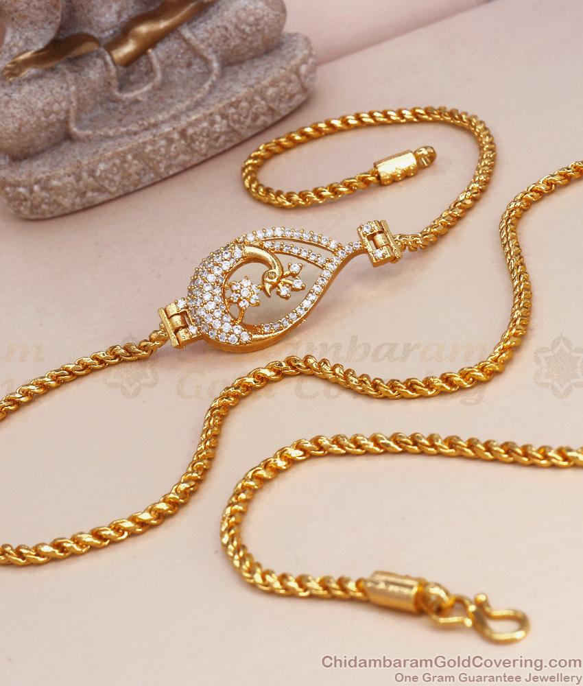 Full White Ad Stone Gold Plated Mugappu Chain Designs Shop Online MCH1209