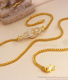 Glittering White Stone Gold Plated Mugappu Chain Shop Online MCH1217 Glittering White Stone Gold Plated Mugappu Chain Shop Online MCH1217