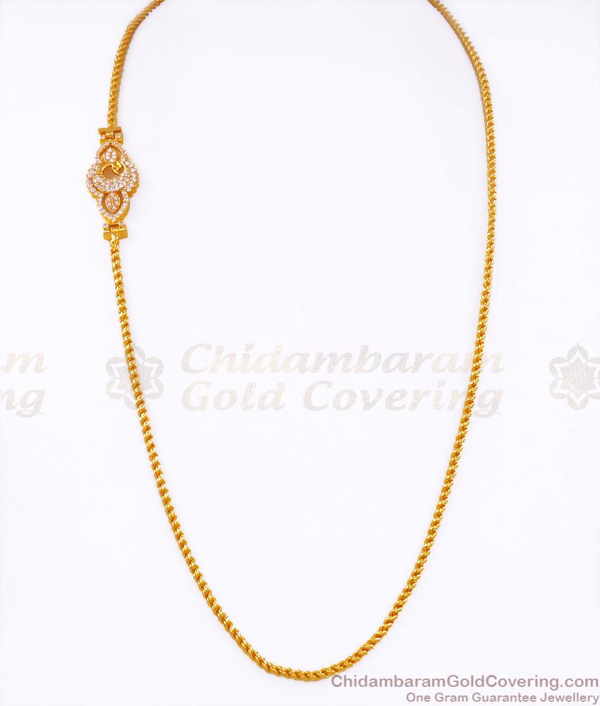 Glittering White Stone Gold Plated Mugappu Chain Shop Online MCH1217 Glittering White Stone Gold Plated Mugappu Chain Shop Online MCH1217