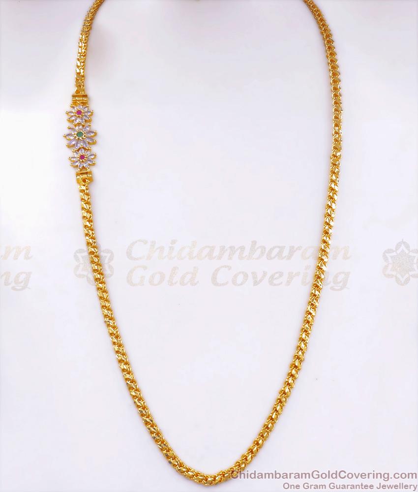 Beautiful 1 Gram Gold Mugappu Floral Cz Stone Designs MCH1222
