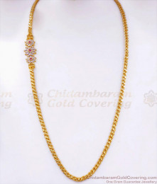 New Cz Stone Gold Plated Side Pendant Mugappu Chain Shop Online MCH1223
