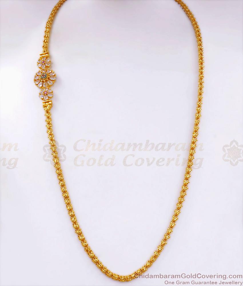 Stylish Gold Plated Mugappu Sundari Chain Floral Designs MCH1224