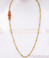 Full Ruby Stone Side Pendant Gold Beaded Chain Mugappu Designs MCH1225