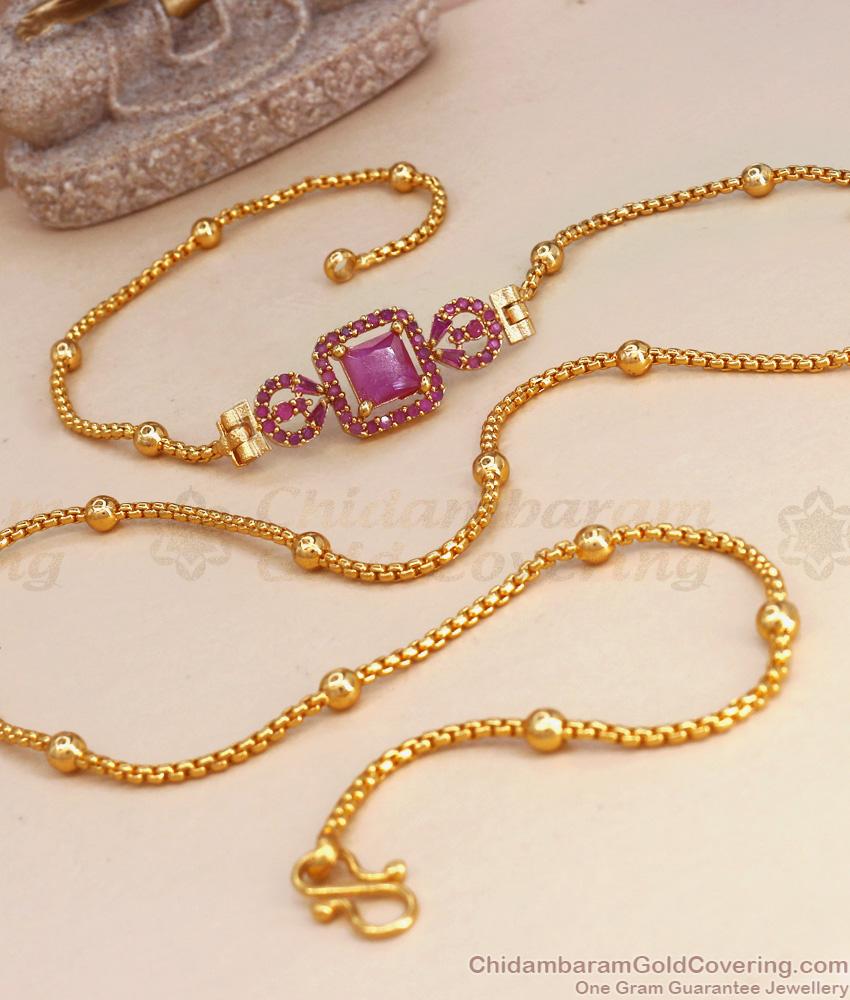 Bollywood Fashion Gold Plated Mugappu Beaded Chain Ruby Stone Collections MCH1227